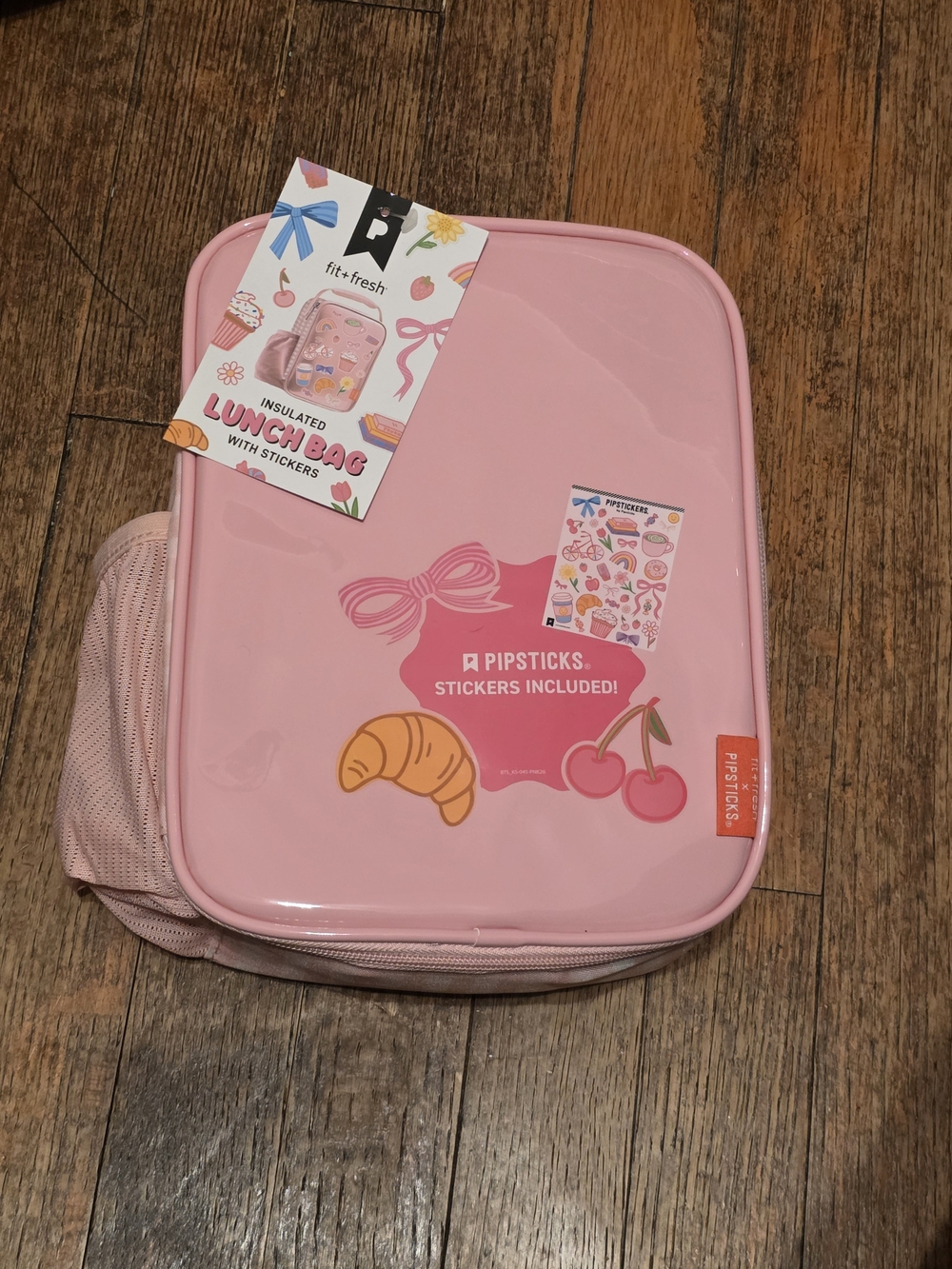 Kids Pink Insulated Lunch Bag with Stickers